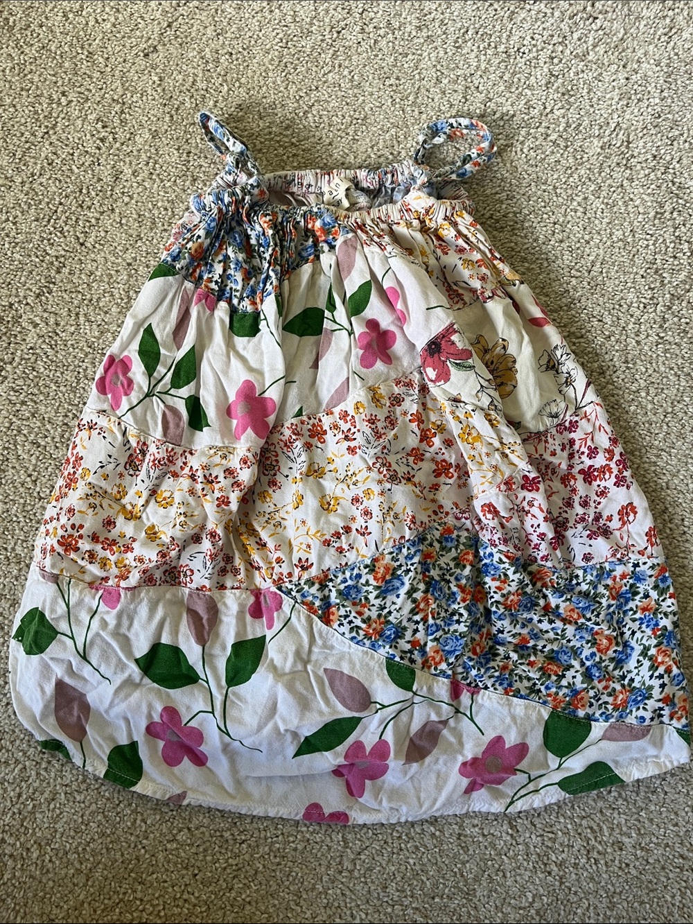 Tiered Floral Sundress for Girls - Pink & Green